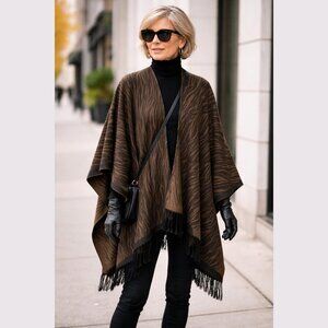 Lord & Taylor - Animal Print Poncho/Shawl